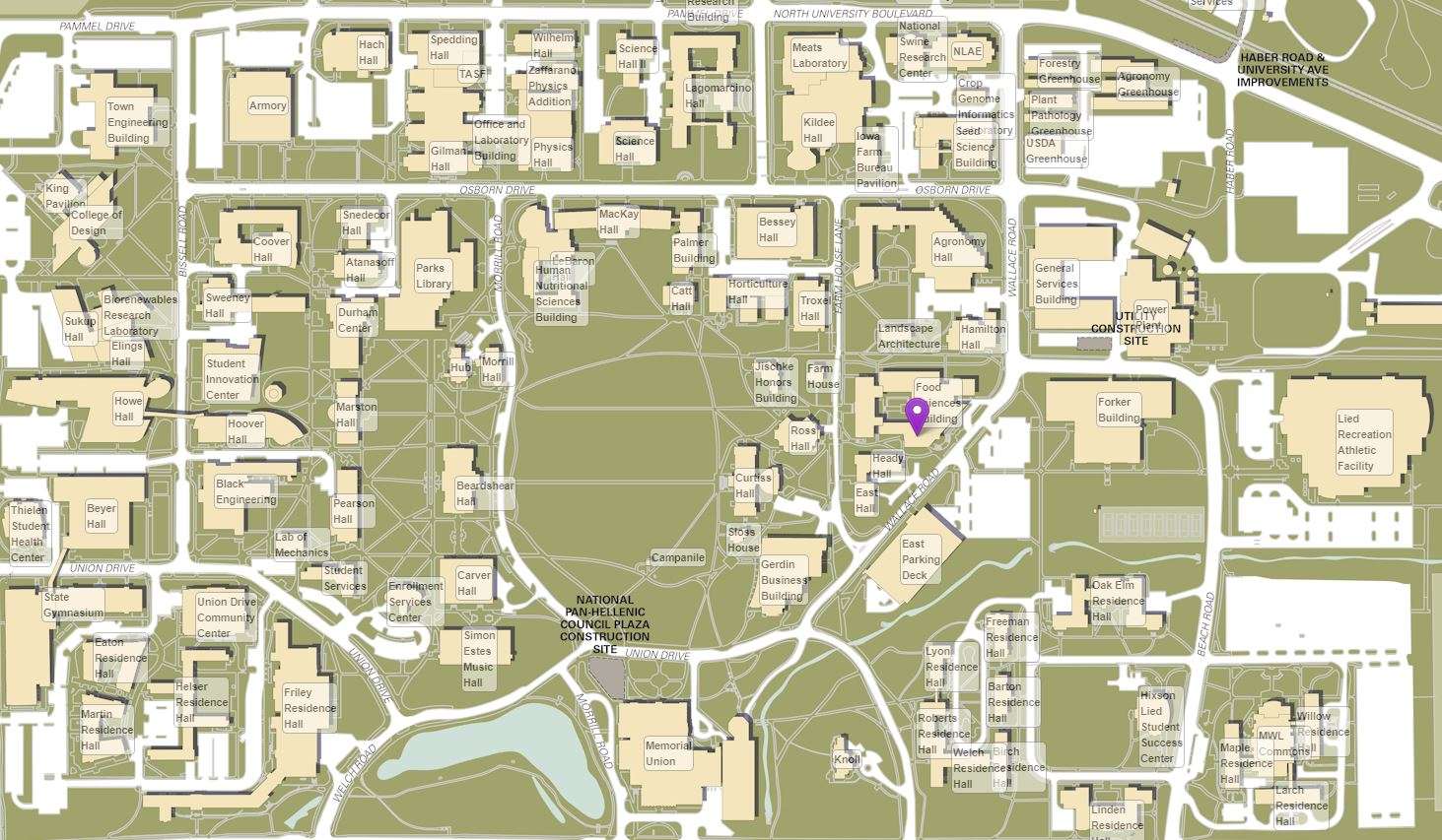 iowa state university campus map
